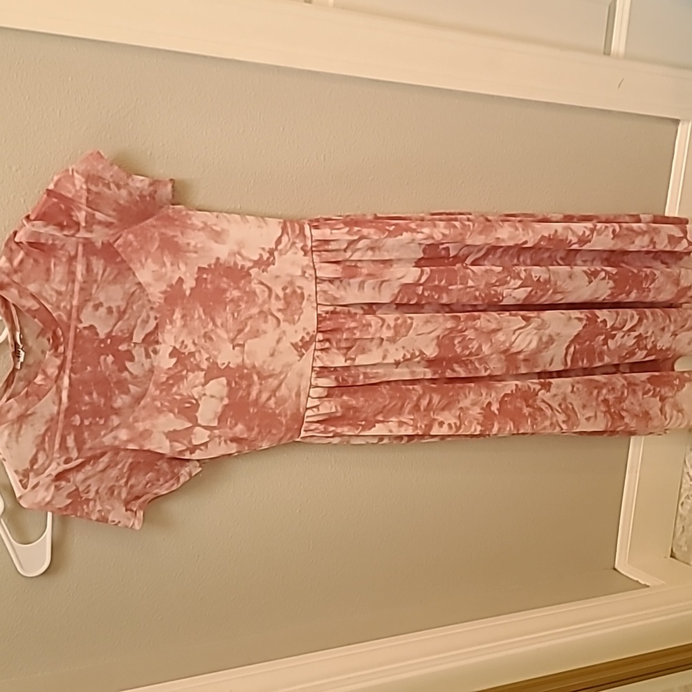 Pink and white mesh long dress